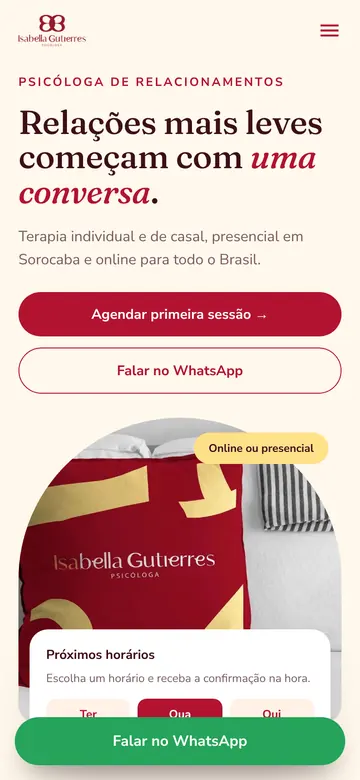 Site de Isabella Gutierres no celular