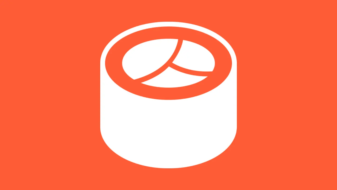 Ícone de sushi branco sobre laranja
