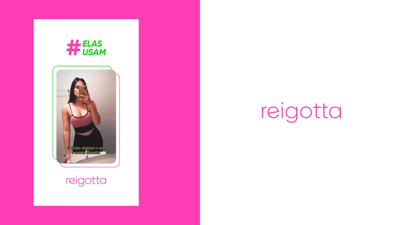Post com o logotipo rosa ao lado de uma foto